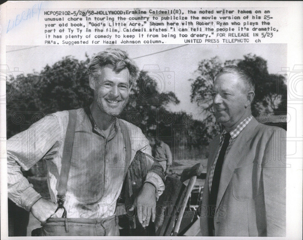 1958 Press Photo Erskine Caldwell Writer - Historic Images