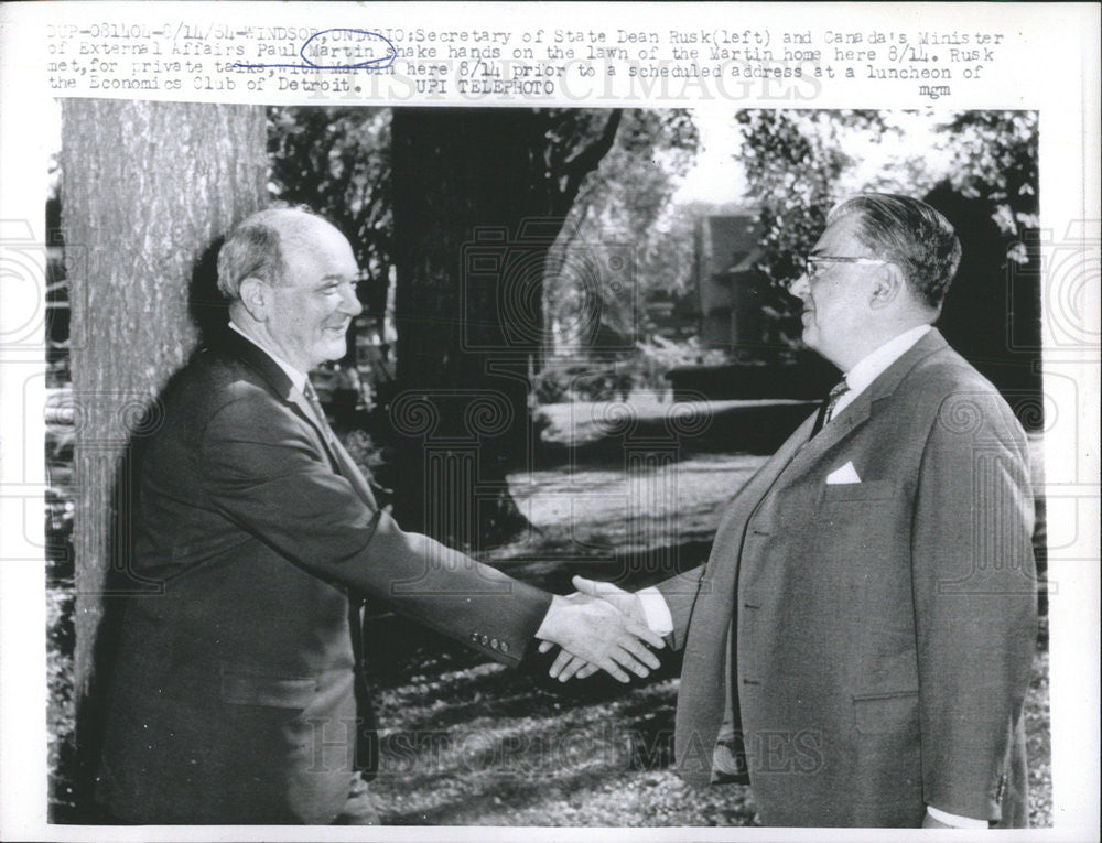 1964 Press Photo Paul Martin Canadian Politician &amp; Dean Rusk American Politician - Historic Images