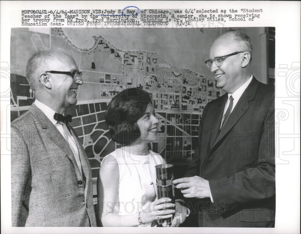 1964 Press Photo Judy S Ray University Wisconsin Student Teacher - Historic Images