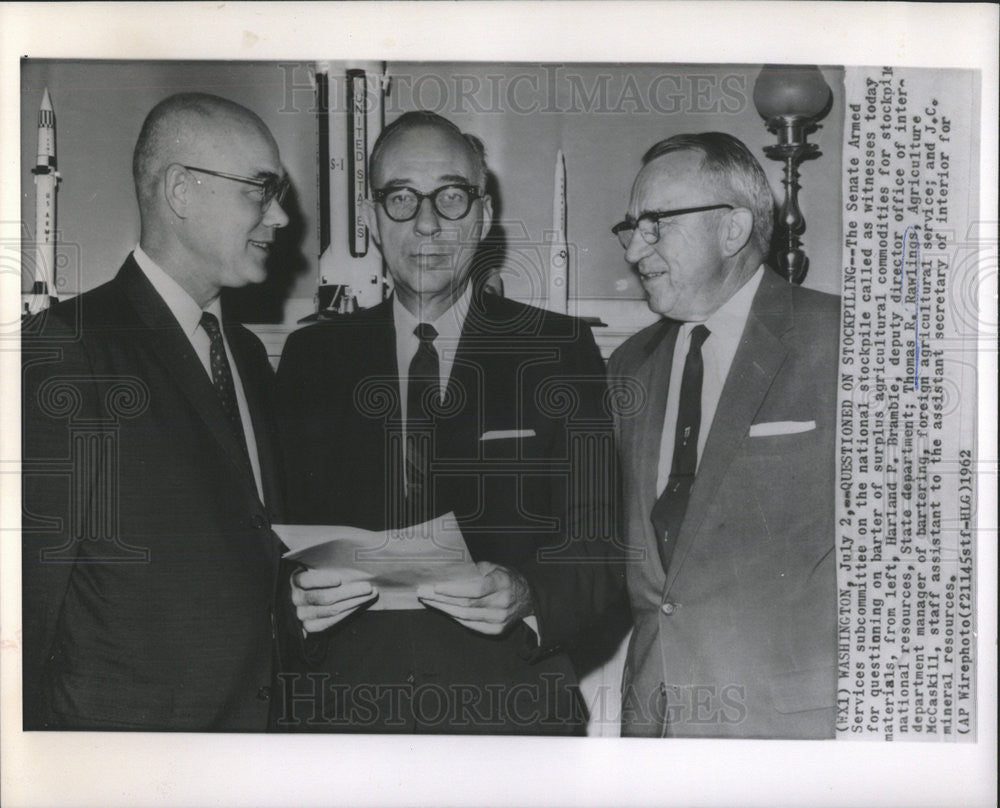 1962 Press Photo Thomas R Rawlings Agriculture Department Manager - Historic Images