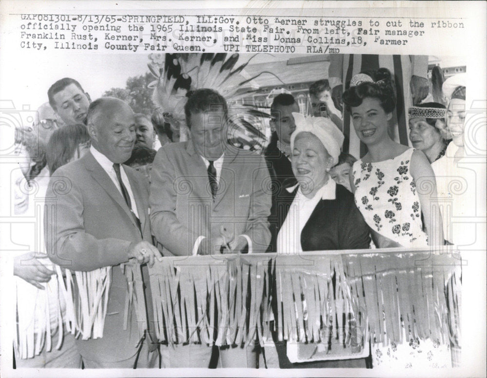 1965 Photo Governor Otto Kerner Cuts The Ribbon For The Illinois State Fair - Historic Images