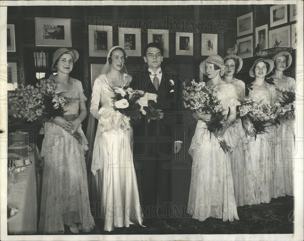 1931 Press Photo Society Wedding Charles Eskridge Saltzman - Historic Images