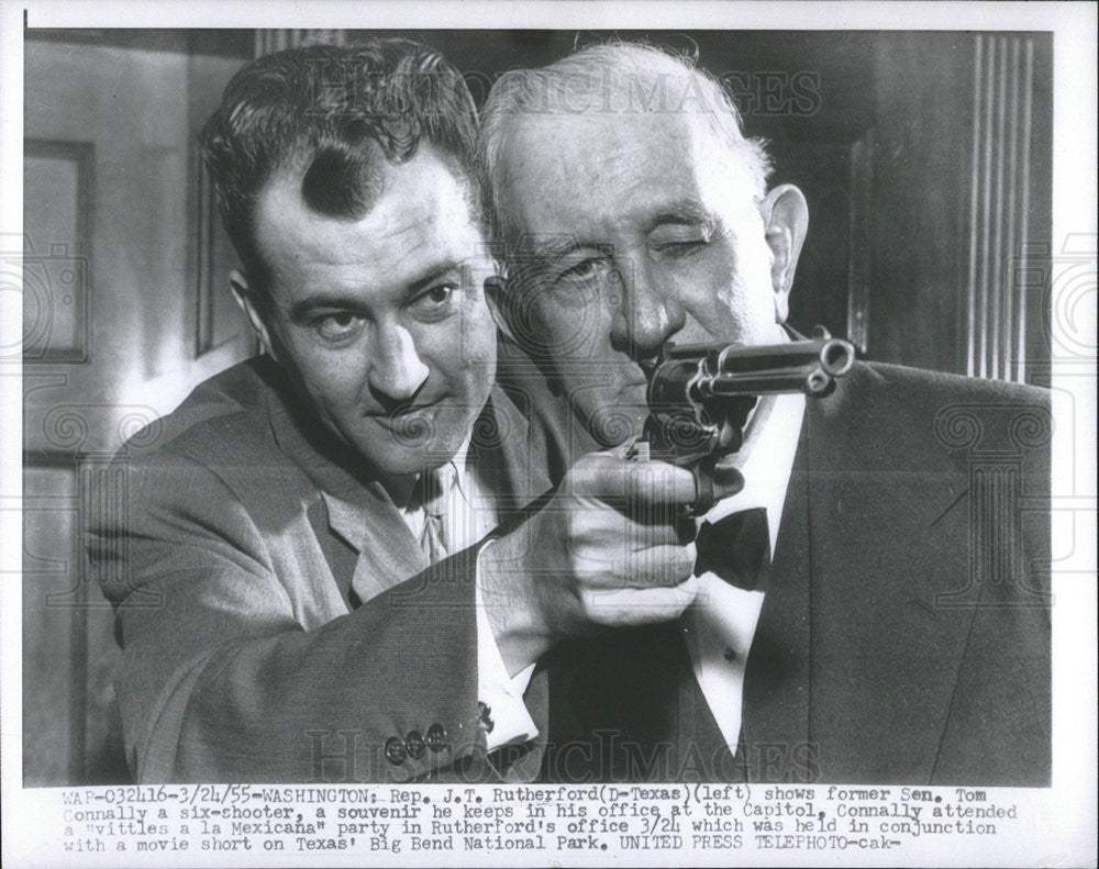 1955 Press Photo Texas Rep JT Rutheford With Former Sen Tom Connolly - Historic Images