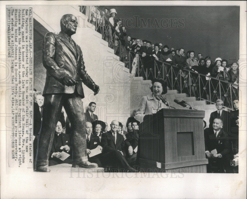 1965 Press Photo Statue of Sam Rayburn U.S. House Speaker - Historic Images