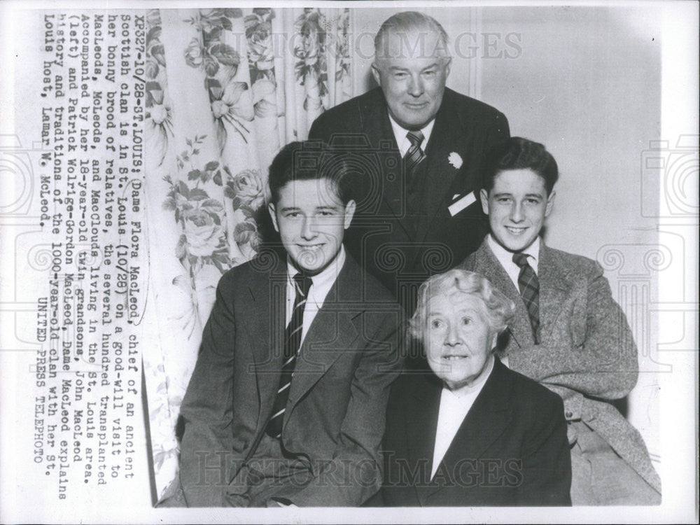 1953 Press Photo Dame Flora MacLeod Chief Ancient Scottish Clan - Historic Images