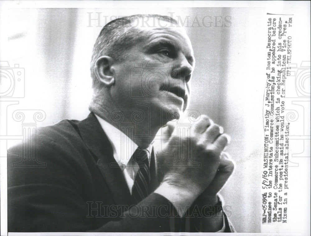 1960 Press Photo Timothy Murphy Democratic Nominee Interstate Commerce Commissio - Historic Images