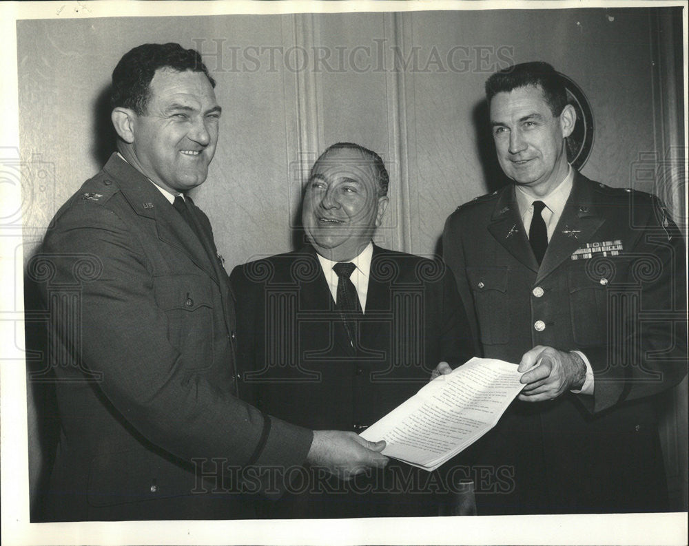 1965 Press Photo Col Ed Rafalko US Air Force Academy,Mayor Daley Col Ray Murphy - Historic Images