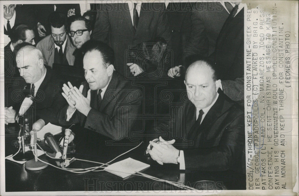 1967 Press Photo Greek Premier Papadopoulos Press Conference King Constantine - Historic Images