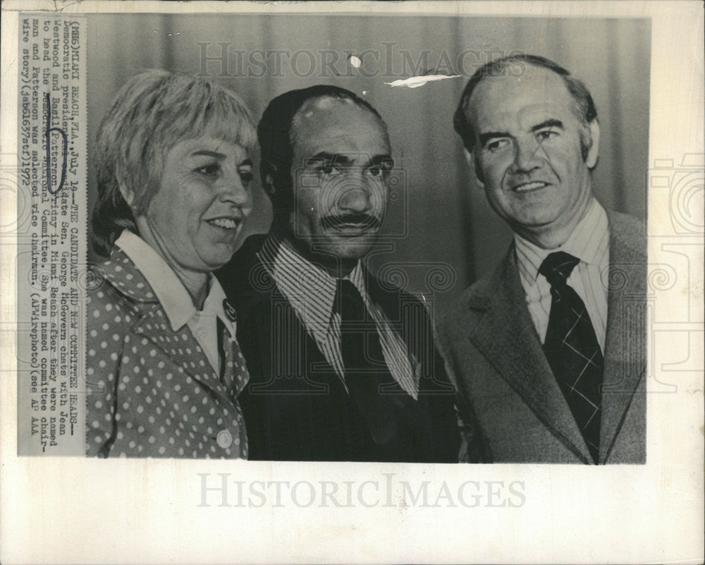 1972 Press Photo George McGovern Jean Westwood Basil Patterson Politicians - Historic Images