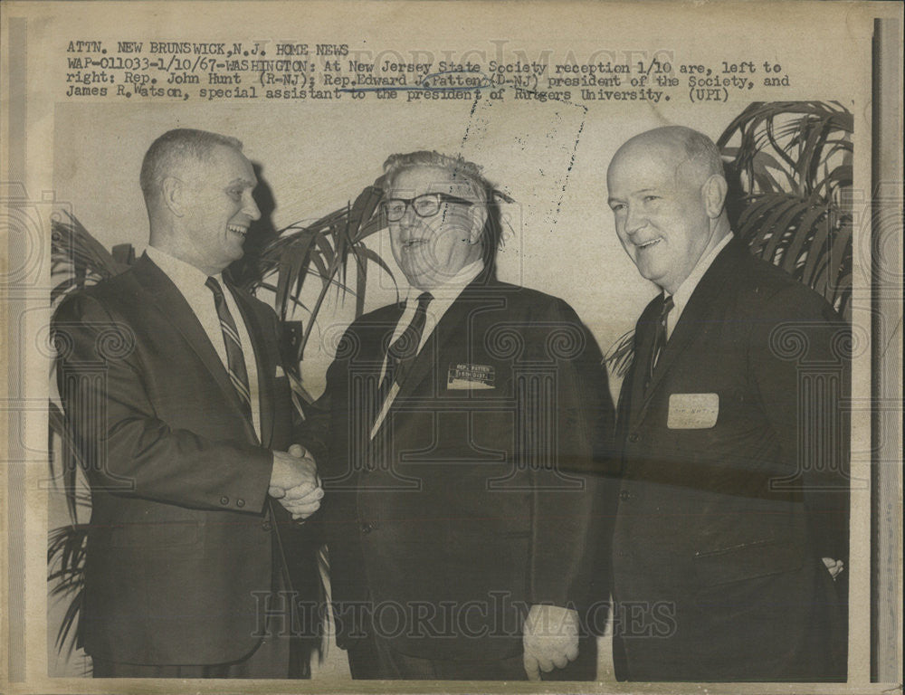 1967 Press Photo New Jersey State Society Reception Hunt Patten Watson - Historic Images