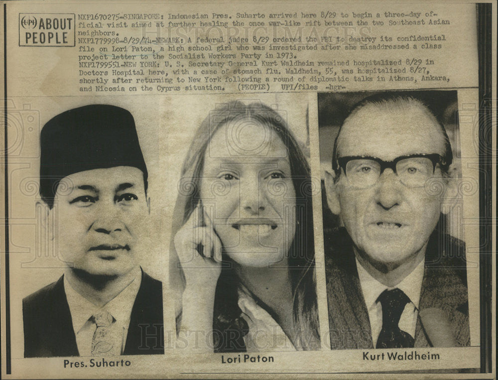 1974 Press Photo Indonesian President Suharto Student Paton Secretary General - Historic Images