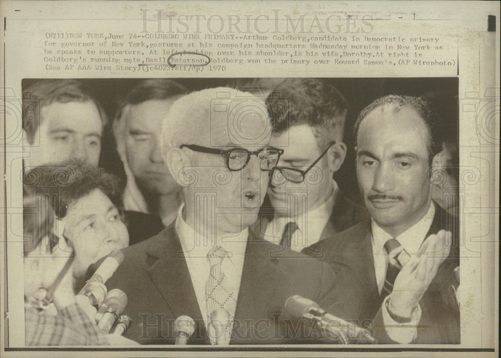 1970 Press Photo Arthur Goldberg,candidate for Gov of N.Y. - Historic Images