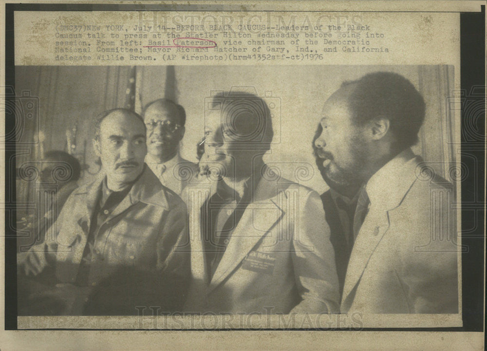 1976 Press Photo Basil Paterson,Mayor  Hatcher,Willie Brown at the Black Caucus - Historic Images