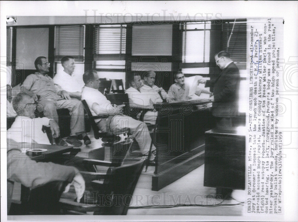 1959 Press Photo jury at Coroner&#39;s Inquest into lynch mob death - Historic Images