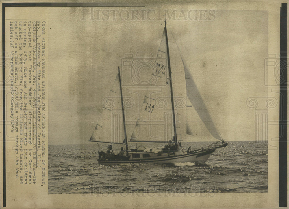 1976 Photo Sail Boat Yankee Peddler Goes From The Midwest To The Sea - Historic Images