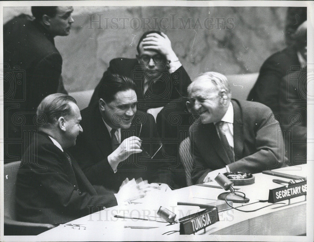 1960 Press Photo UN Secretary Hammarskiold russia Valerian Zorin - Historic Images