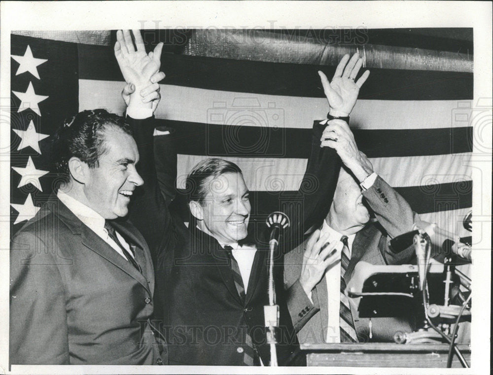 1966 Press Photo Charles H. Percy Vice President Richard Nixon Rep. Les Arends - Historic Images