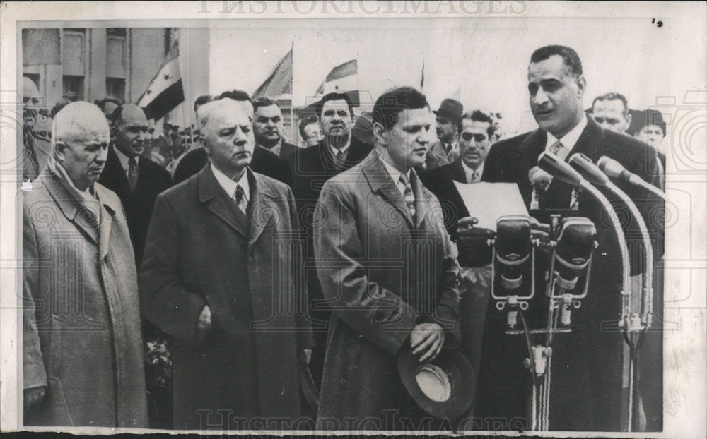 1958 Press Photo  UAR Pres.Nasser Soviet Krushchev an Min. Gromyko - Historic Images