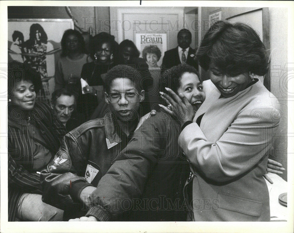 1988 Press Photo carol Mosely Braun &amp; Son Matthew Cook County Recorder of Deeds - Historic Images