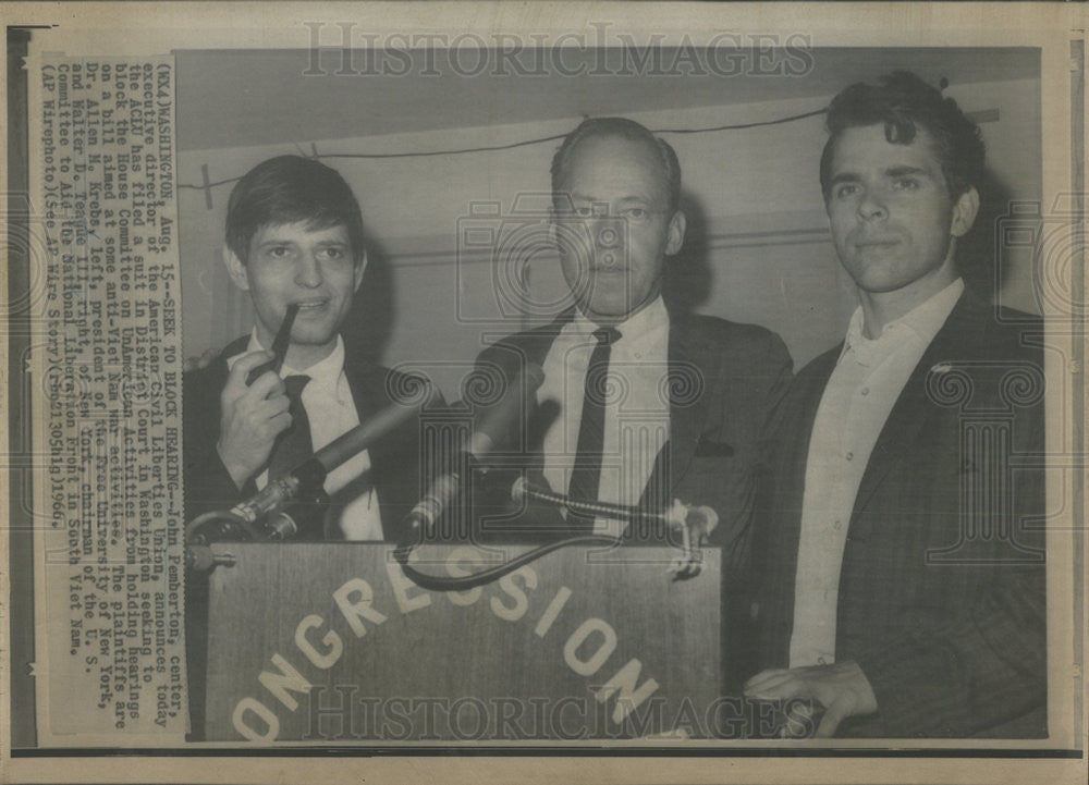 1966 Press Photo Dr Allen Krebs,John Pemberton ACLU,Walter Teague - Historic Images