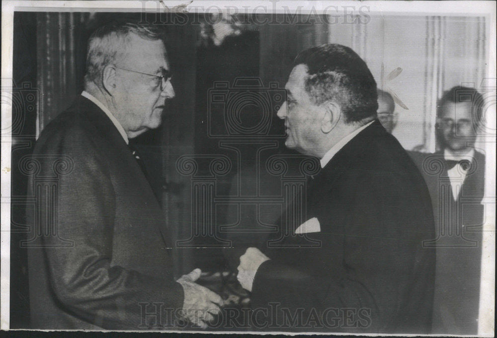 1954 Press Photo John Foster Dulles Sec of State and  Premier Joseph Laniel - Historic Images