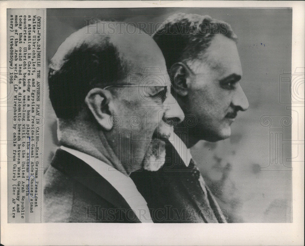 1965 Press Photo Presidents Walter Ulbricht & Gamal Abdel Nasser - Historic Images