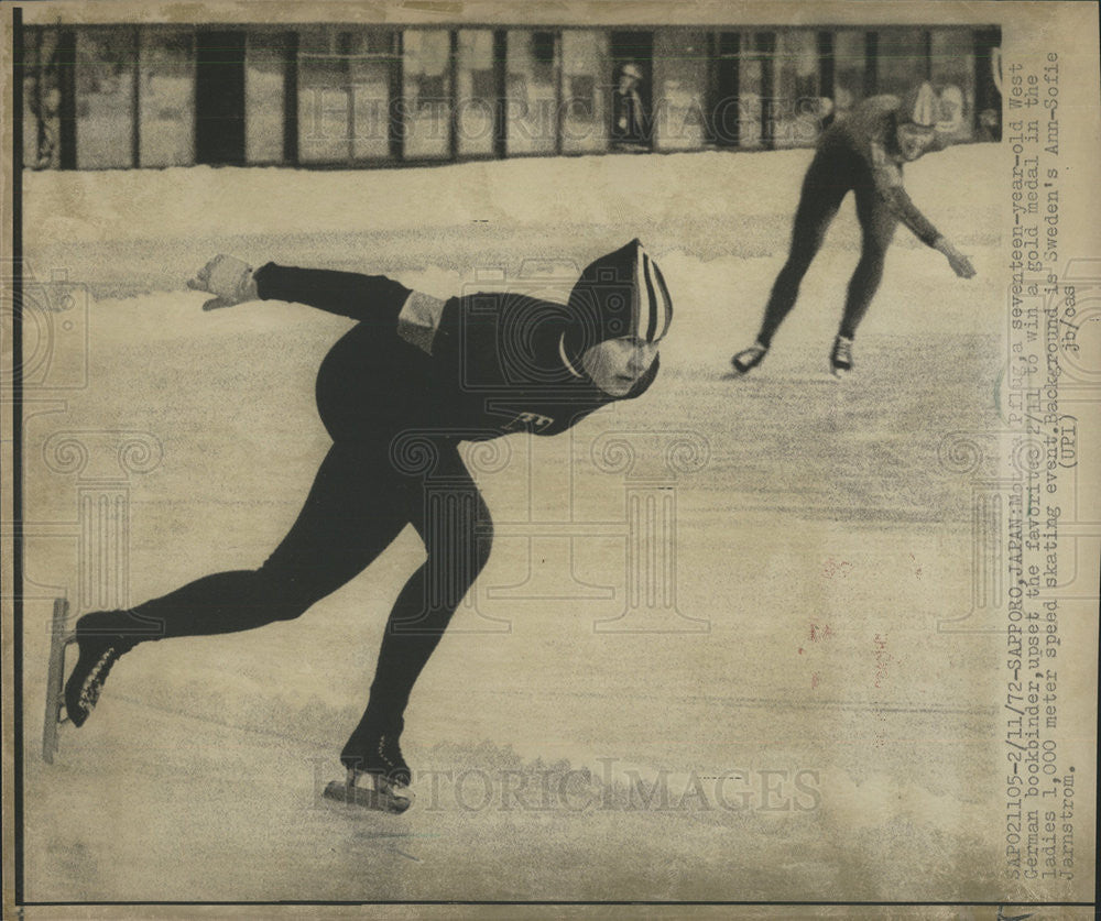 1972 Press Photo Monika Pflug West Germany gold speed skating event ladies 1,000 - Historic Images