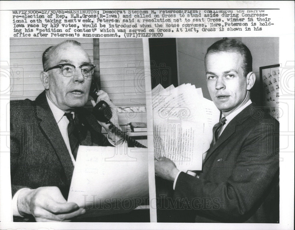 1965 Press Photo Democrat Republican Debate HR Gross Stephen Peterson - Historic Images