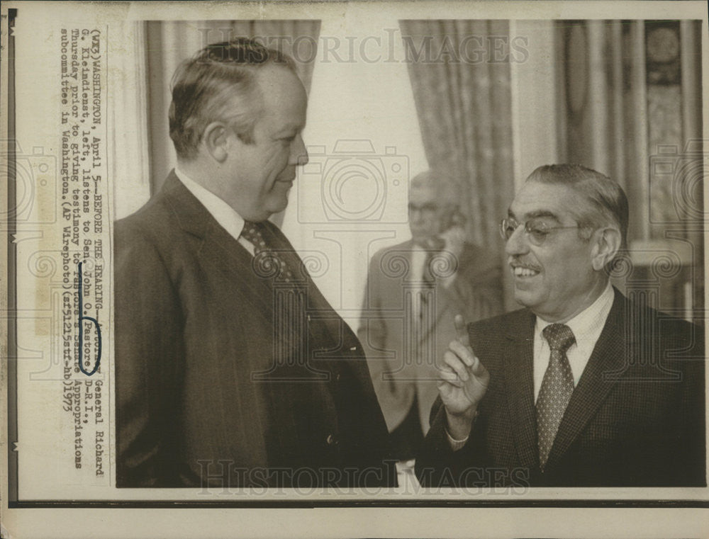 1973 Press Photo Attorney General Richard Kleindienst Senator John Pastore - Historic Images