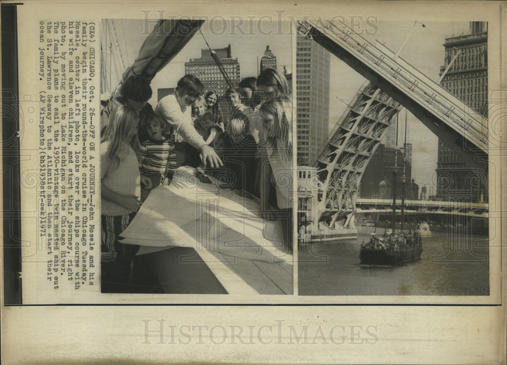 1971 Press Photo John Mosele family begin round-the-world cruise Chicago - Historic Images