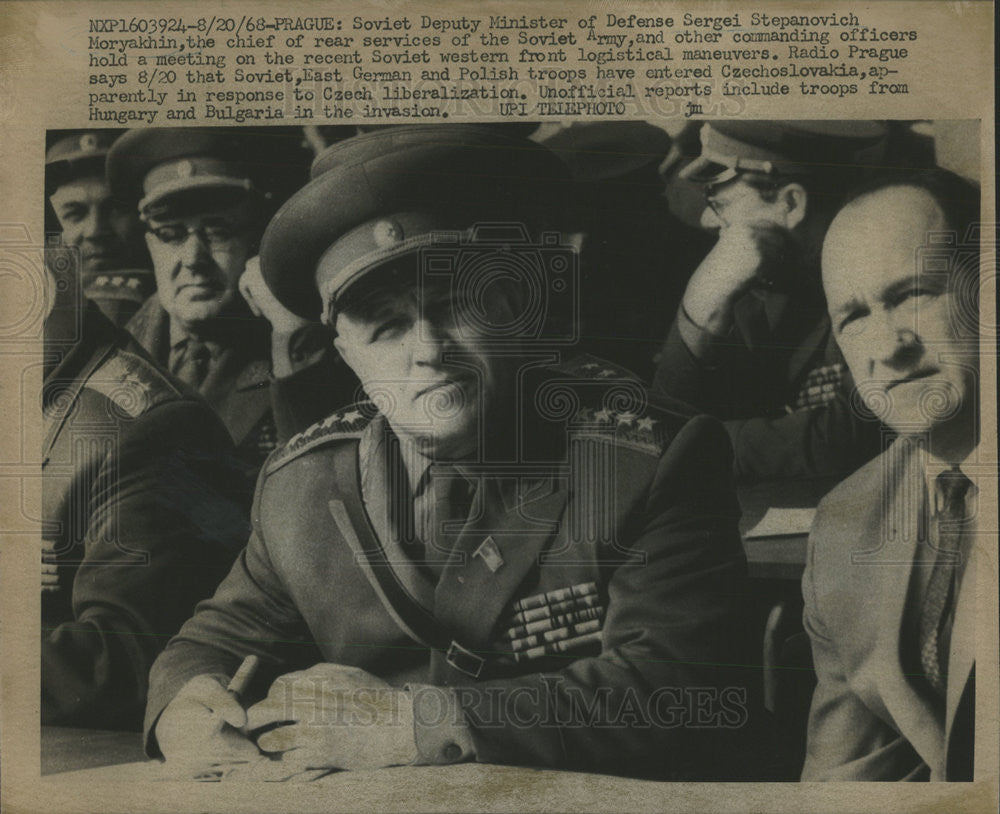 1968 Press Photo Soviet Deputy Minister Defense Sergei Stepanovich officers - Historic Images