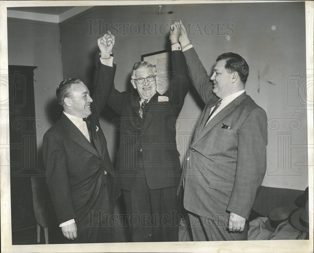 1956 Press Photo James O&#39;Keefe, Herbert Paschen,Mike Howlett, democrats - Historic Images