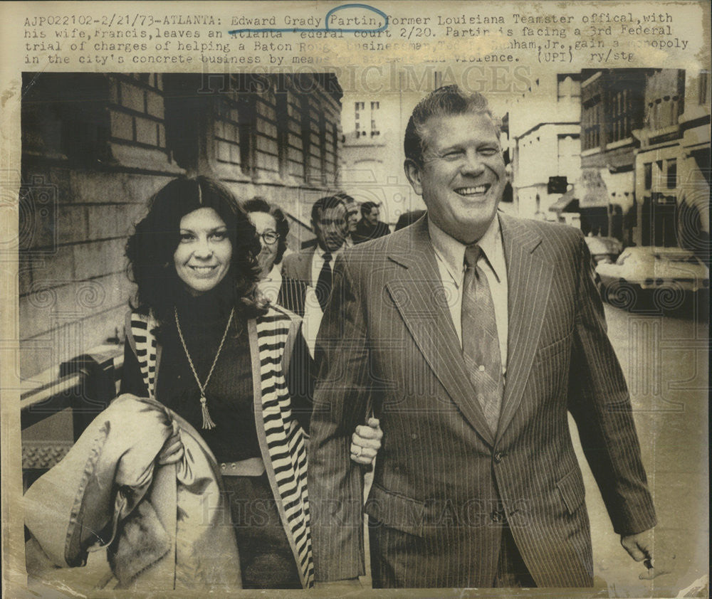 1973 Press Photo Edward Grady Patin Wife Louisiana Teamster Federal Court - Historic Images