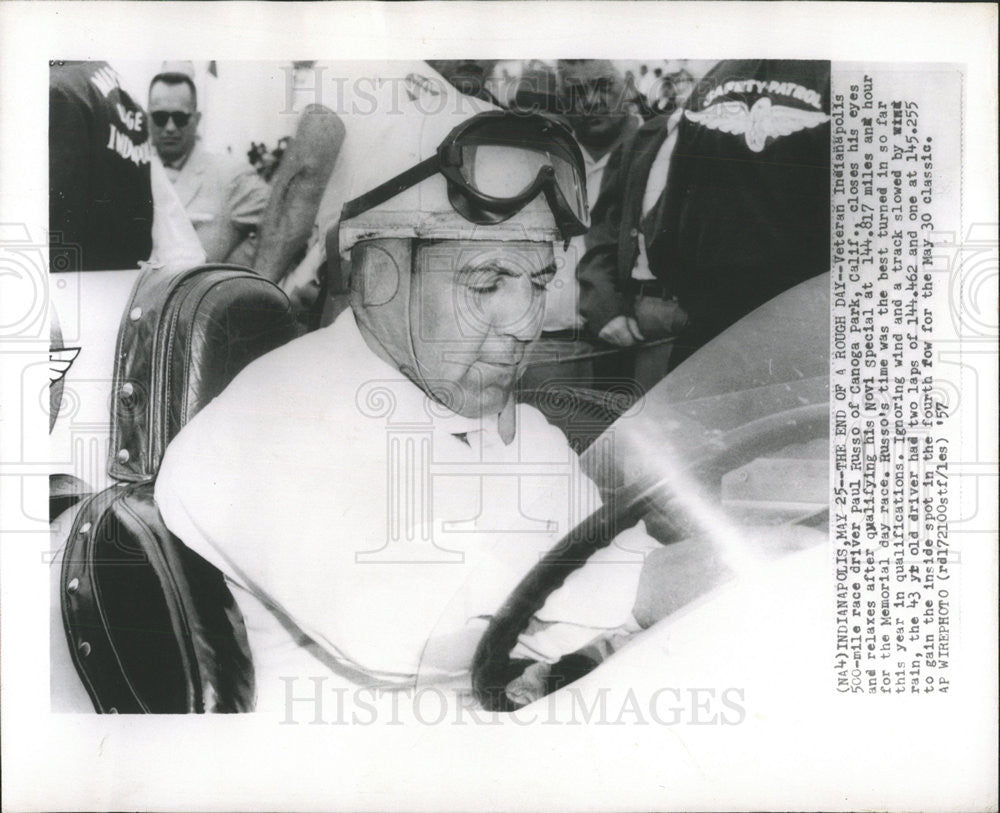 1957 Press Photo Veteran Indianapolis Race Car Driver Paul Russo At 43 - Historic Images