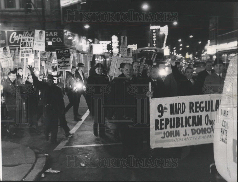 1966 Press Photo Candidate for Rep Charles Percy in a Parade in the 9th Ward - Historic Images