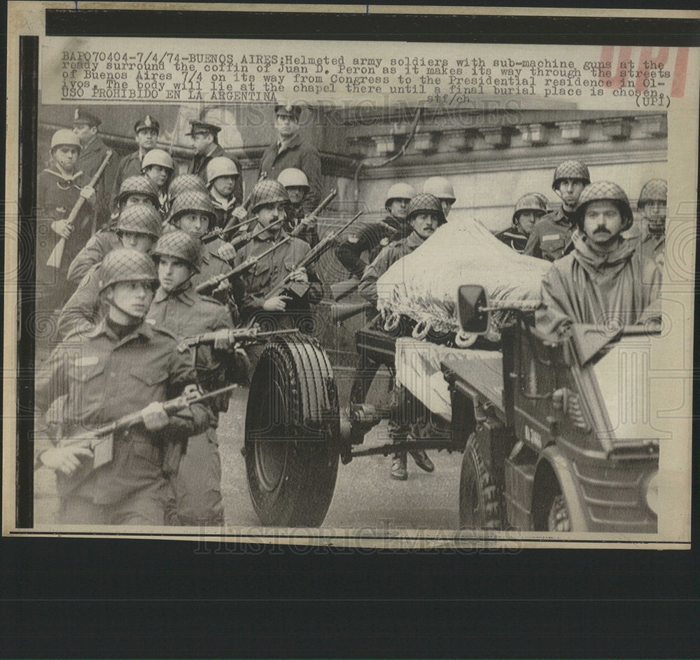 1971 Press Photo Argentina Politician President Juan D. Peron Funeral - Historic Images