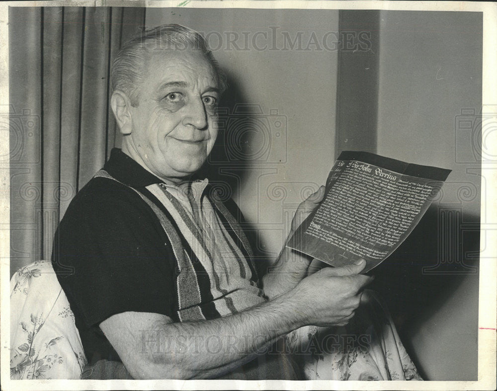 1964 Press Photo John F. Perring with one of the documents - Historic Images