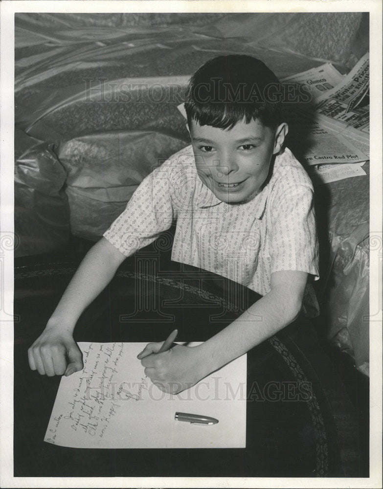 1961 Press Photo Bryant Locitz Chicago City Resident Caroline Kennedy Letter - Historic Images