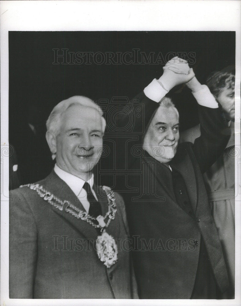 1956 Press Photo premier Nikolai bulganin soviet Union mayor Marcus Lower - Historic Images