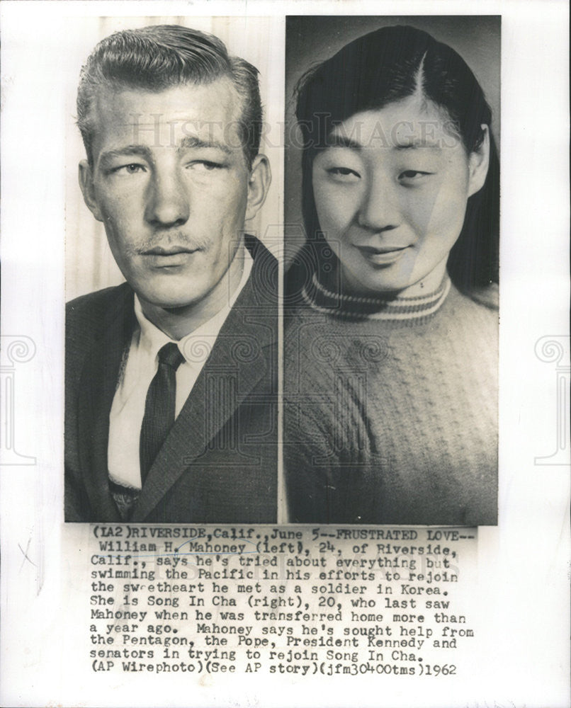 1962 Press Photo William Mahoney and Song In Cha - Historic Images