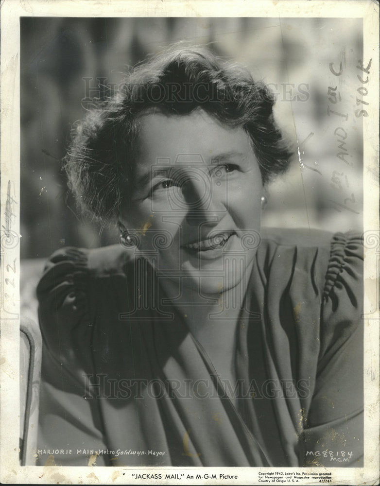 1942 Press Photo Marjorie Main,actress - Historic Images