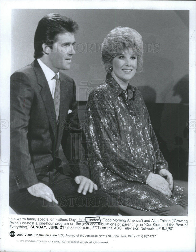 1987 Press Photo JOAN LUNDEN AMERICAN JOURNALIST AUTHOR TELEVISION HOST ALAN - Historic Images