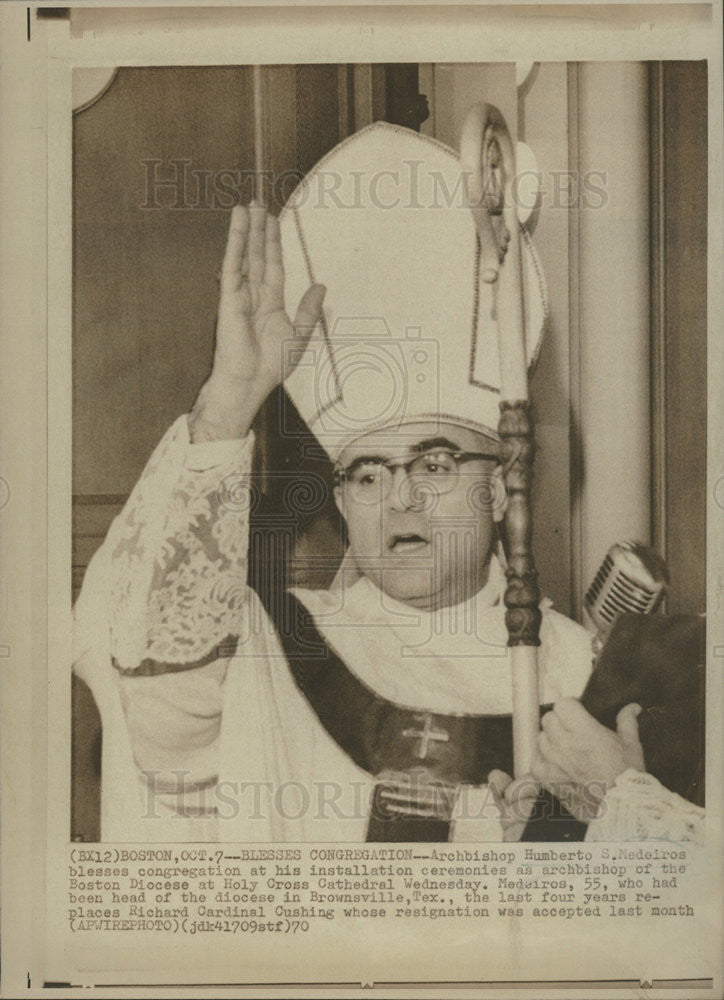 1970 Press Photo United States Boston City Archbishop Humberto S. Medeiros - Historic Images