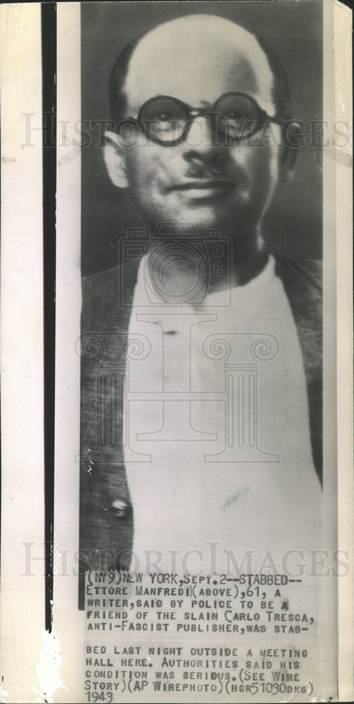 1943 Press Photo ETTORE MANFREDI WRITER - Historic Images