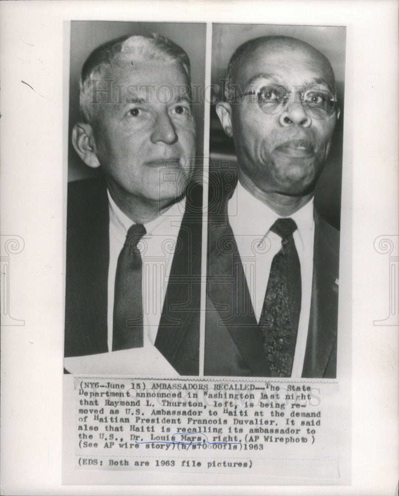 1963 Press Photo U.S. Dr Louis Mars Ambassador - Historic Images