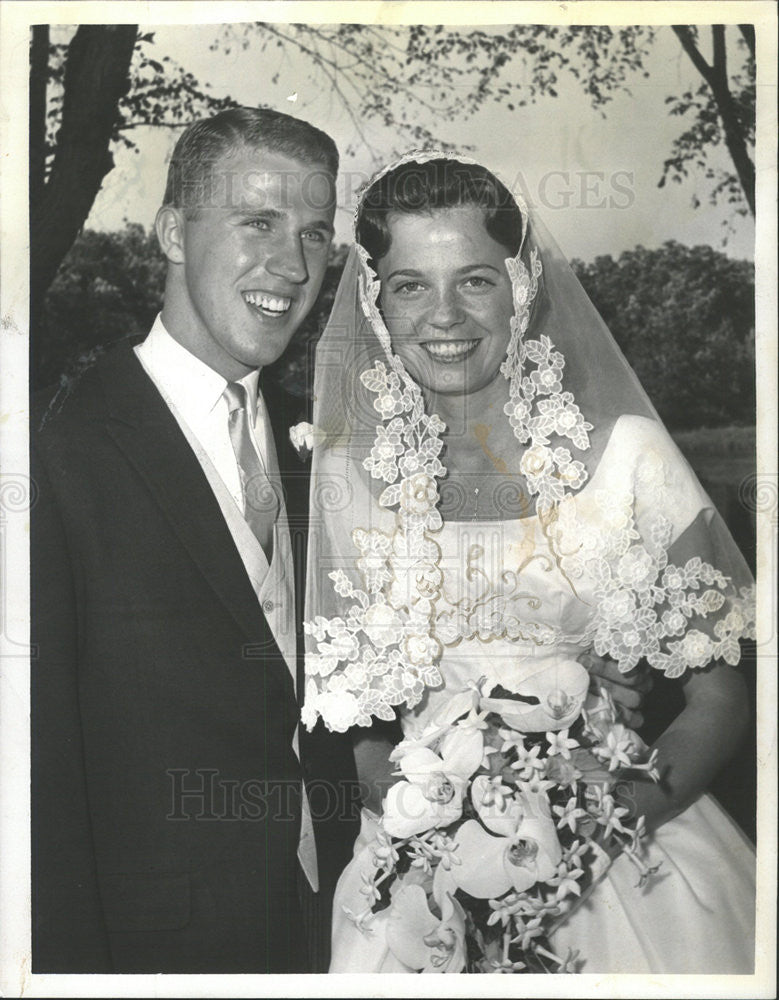1960 Press Photo Society Wedding Heather Lee McIntosh Leigh Alan Wilson - Historic Images