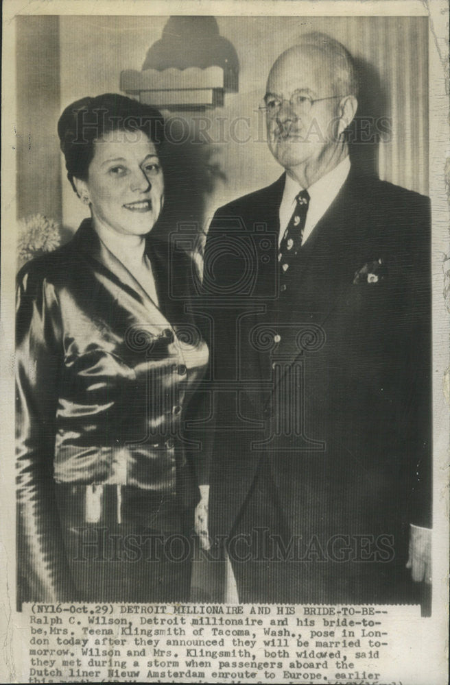 1949 Press Photo Ralph C Wilson Detroit Millionaire - Historic Images