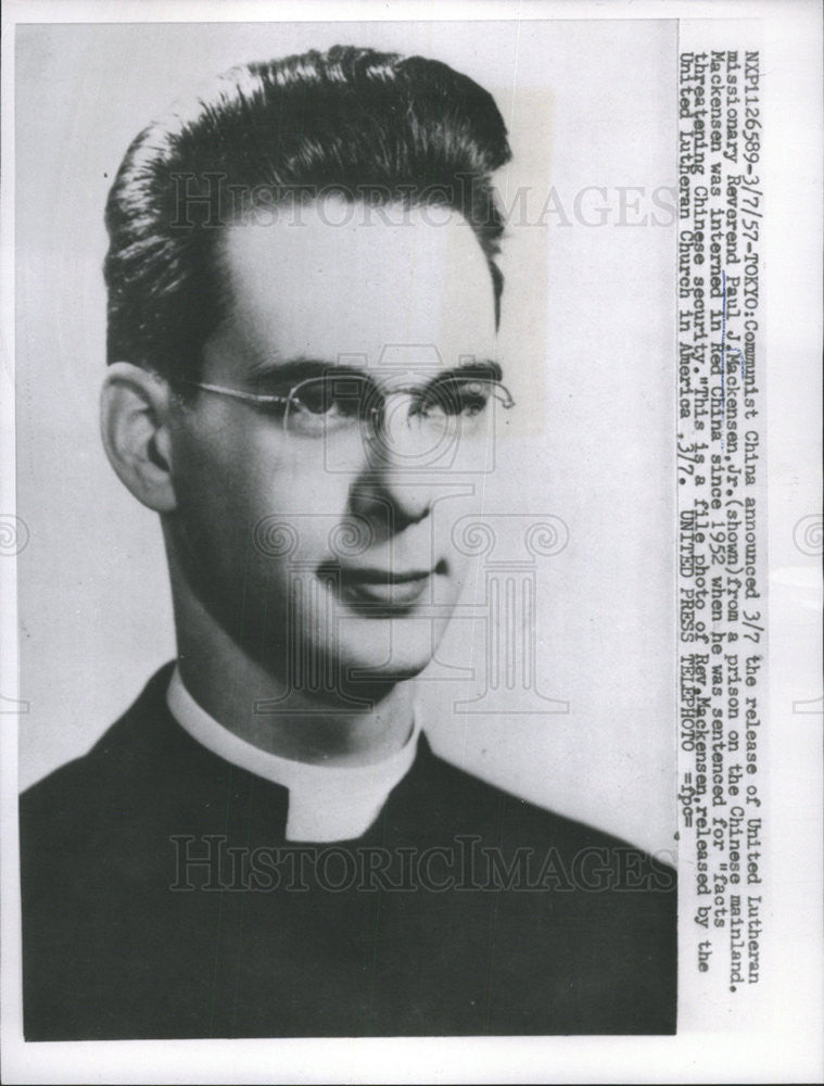 1957 Press Photo Paul J. MacKensen Jr United Lutheran missionary Reverend Tokyo - Historic Images