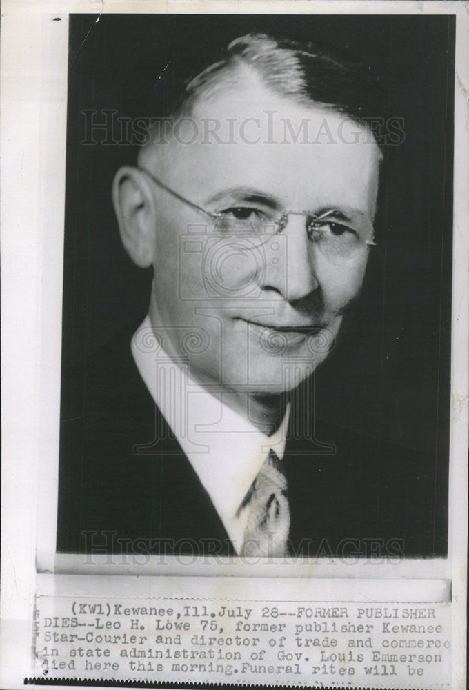1950 Press Photo Leo H. Lowe Kewanee Star Courier Publisher Died