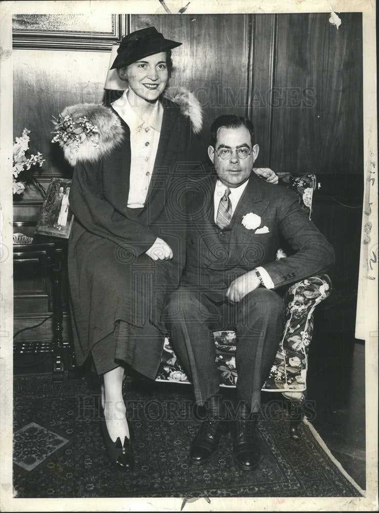 1936 Press Photo Governor Son George Mortimer Pullman Lowden with Wife Sigrun - Historic Images